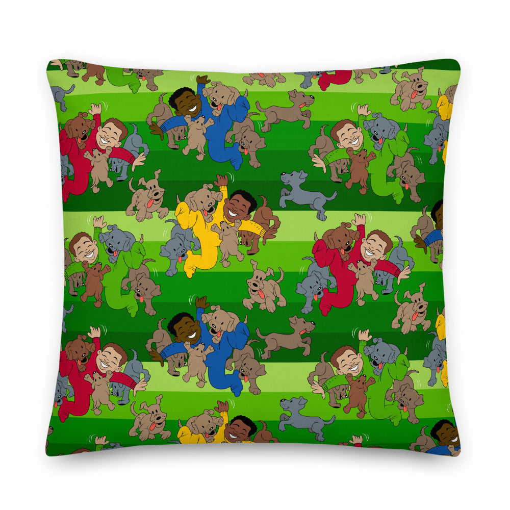 Kidflava Kids™ Boys and Puppies pillow - Green
