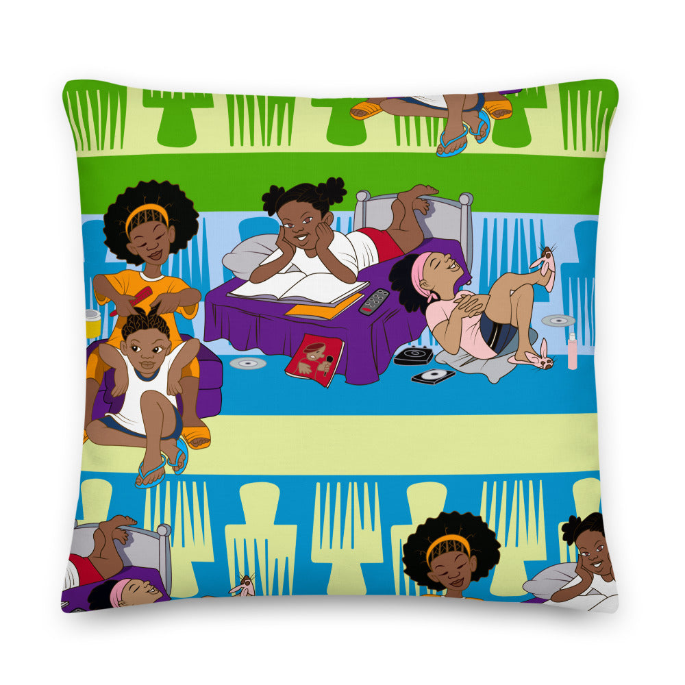 Kidflava Kids™ Luv My Hair pillow - Blue/Green