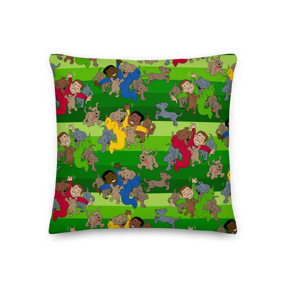 Kidflava Kids™ Boys and Puppies pillow - Green